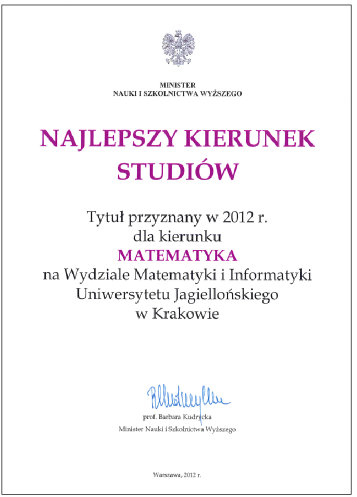 Matematyka na UJ - najlepszy kierunek studiów - 2012